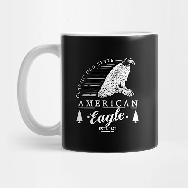 Retro Animal American Eagle White by Rebus28